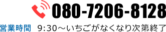 TEL:080-7206-8128 営業時間 9:30～いちごがなくなり次第終了